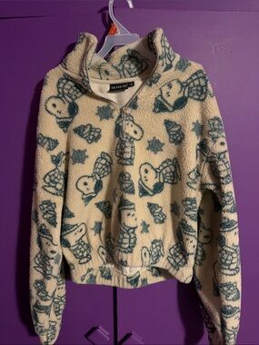 Peanuts/Snoopy Sherpa Half-Zip Sweater NWOT